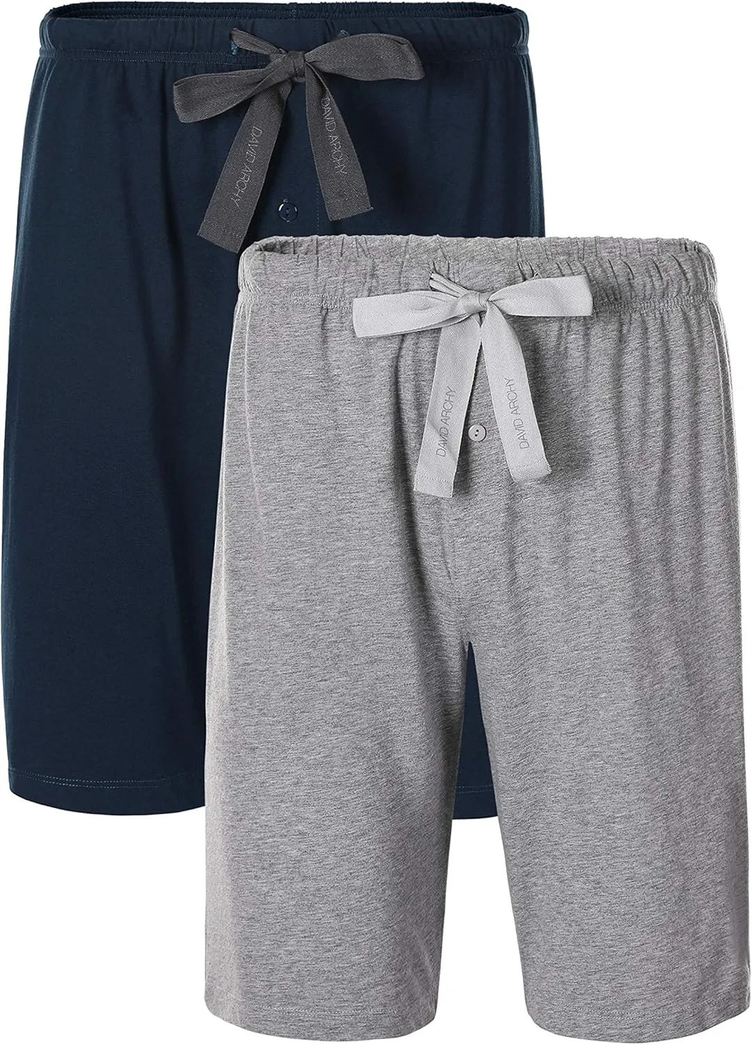DAVID ARCHY Men's 2 Pack Comfy Cotton Sleep Shorts Lounge Wear Pajama Pants