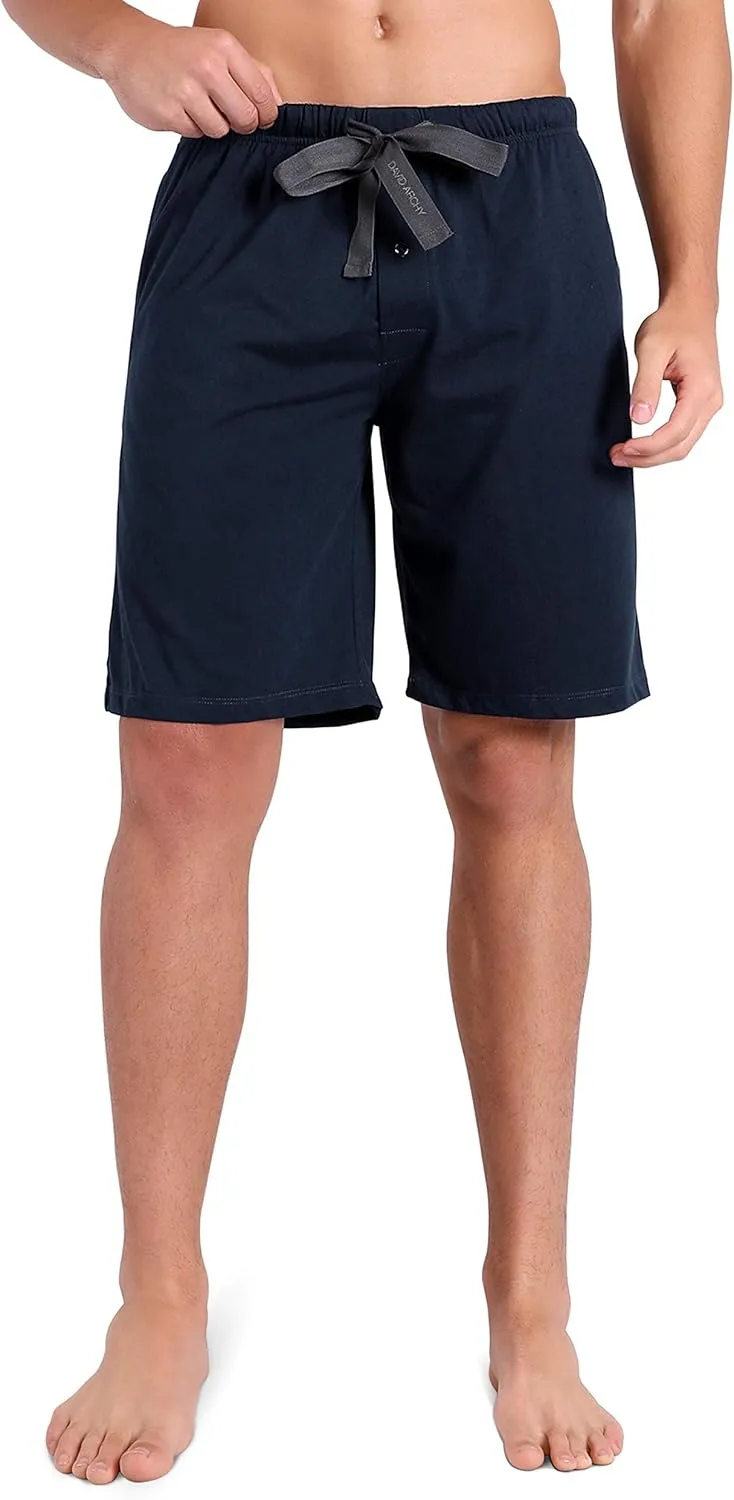 DAVID ARCHY Men's 2 Pack Comfy Cotton Sleep Shorts Lounge Wear Pajama Pants