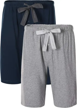 DAVID ARCHY Men's 2 Pack Comfy Cotton Sleep Shorts Lounge Wear Pajama Pants