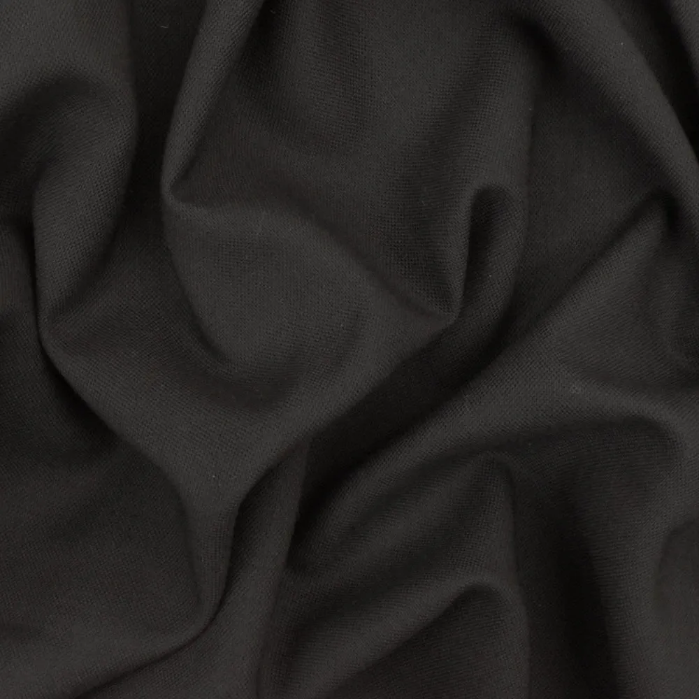 Deep Ash Gray Wool-Poly Micro Basket Woven Shirting Fabric