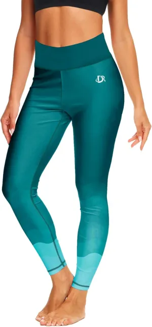 Deerose Print Swim Pants for Women Sun Protection High Waisted Swimming Leggings Rash Guard Pants