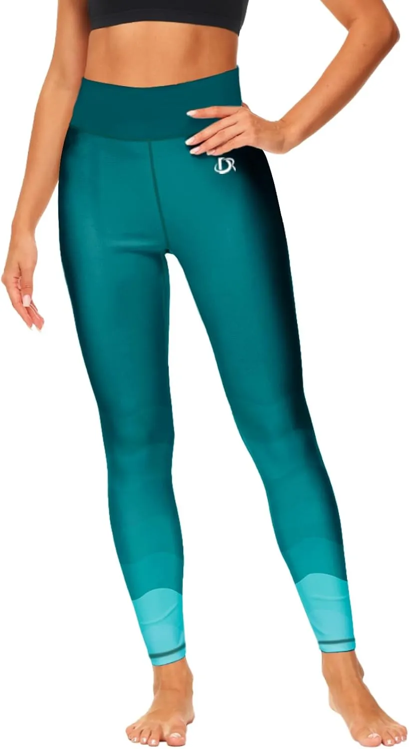 Deerose Print Swim Pants for Women Sun Protection High Waisted Swimming Leggings Rash Guard Pants
