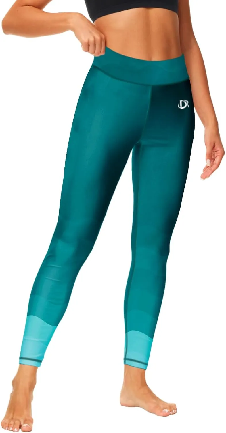 Deerose Print Swim Pants for Women Sun Protection High Waisted Swimming Leggings Rash Guard Pants