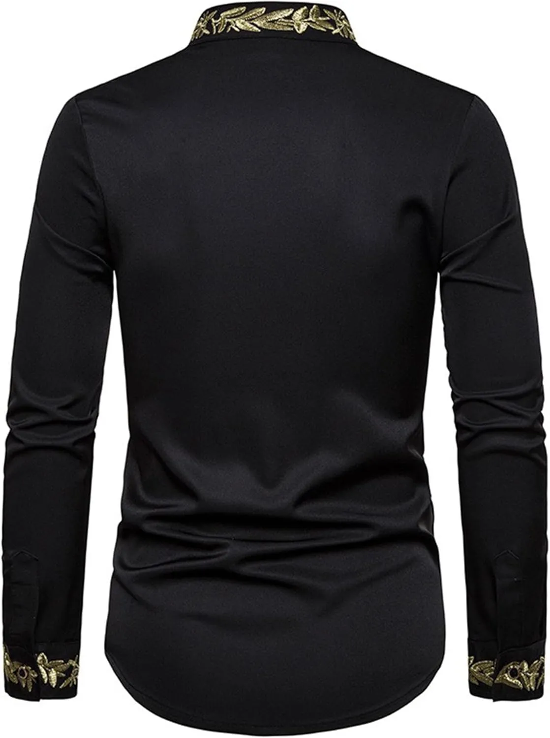 DGHM-JLMY Mens African Metallic Print Shirt Fashion Palace Embroidered Long Sleeve Shirt Slim Fit Dress Shirts