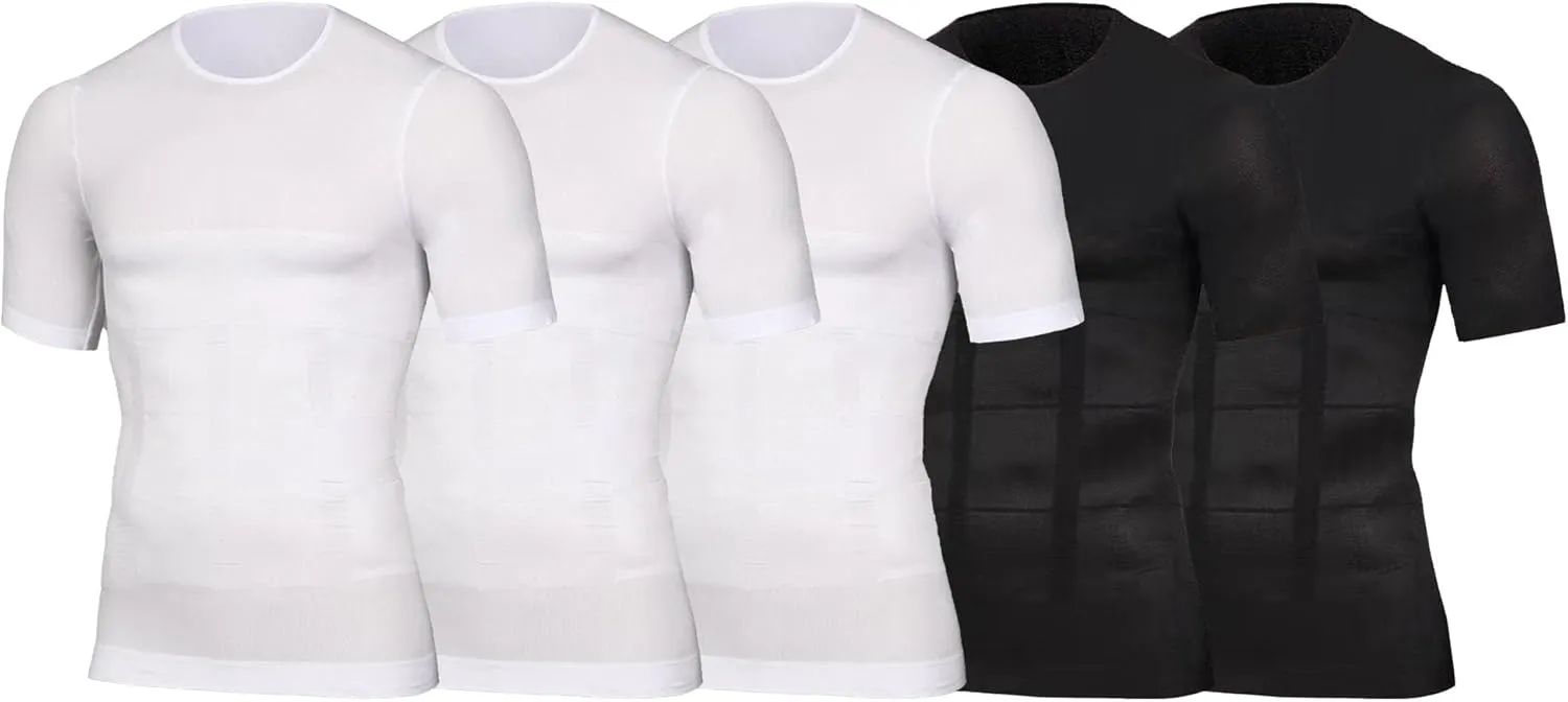 DGHM-JLMY Men's Body Shaper Slimming Compression Shirt Workout Undershirt T-Shirts Running Short Sleeve Athletic Shaperwear