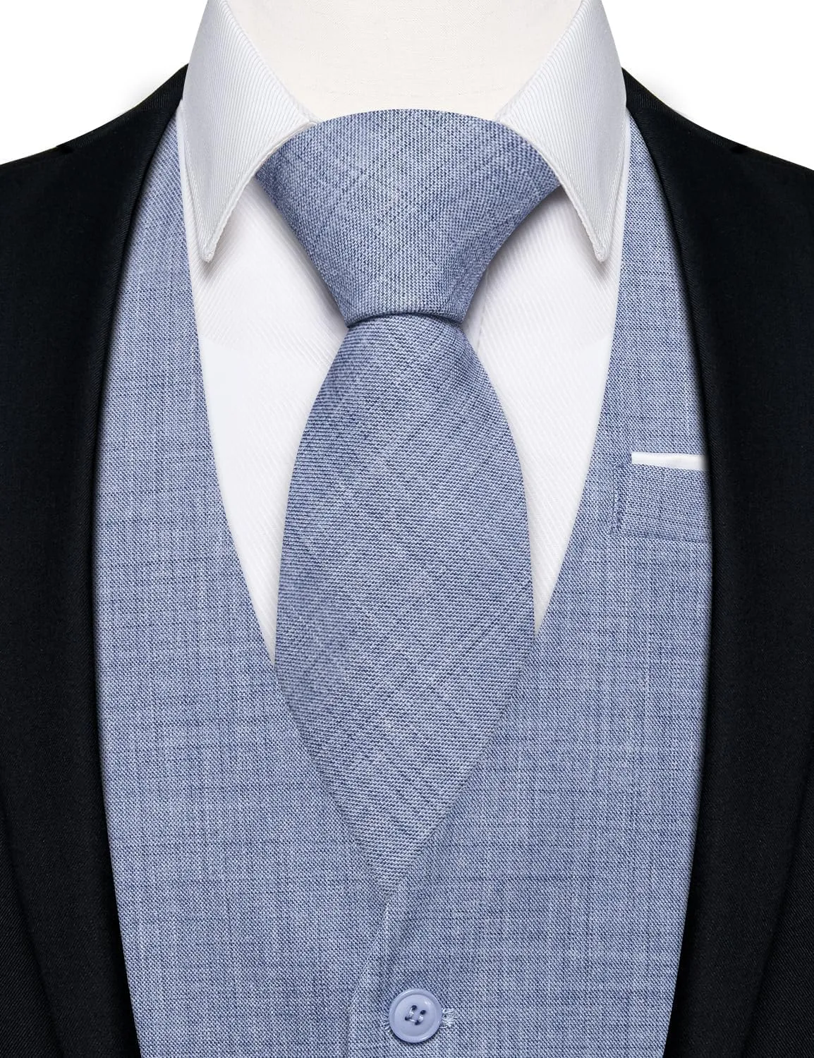 DiBanGu Mens Linen Suit Vest Casual Waistcoat and Necktie & Pre-tied Bowtie Set 6PCS Solid Color Dress Vest for Wedding Party