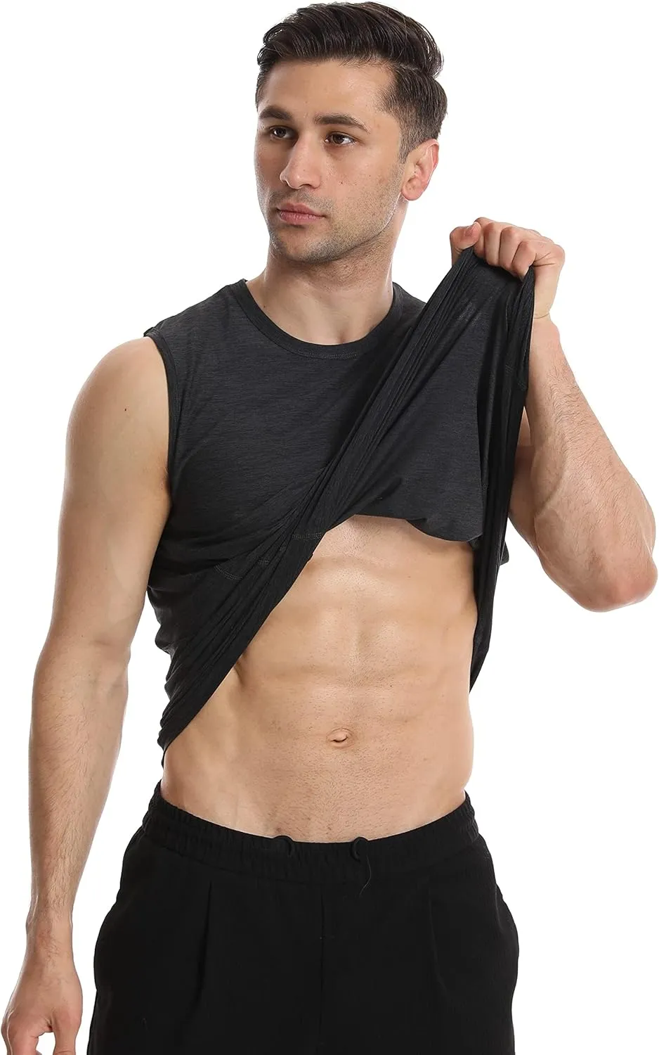 Different Touch Mens 2 Pack Active Gym Workout Sleeveless Shirts Quick Dry Crew Neck Muscle Tank Top