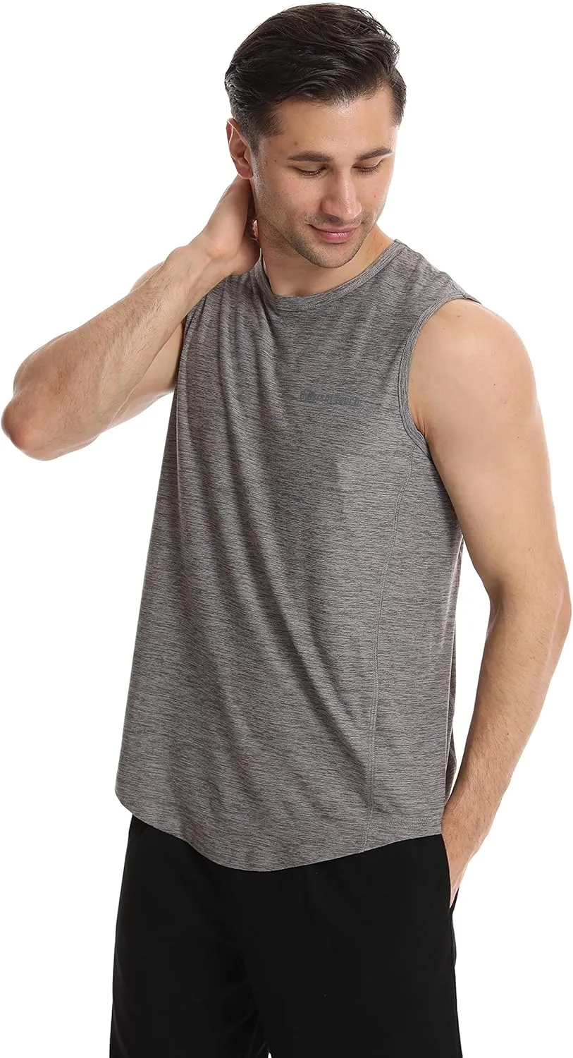 Different Touch Mens 2 Pack Active Gym Workout Sleeveless Shirts Quick Dry Crew Neck Muscle Tank Top