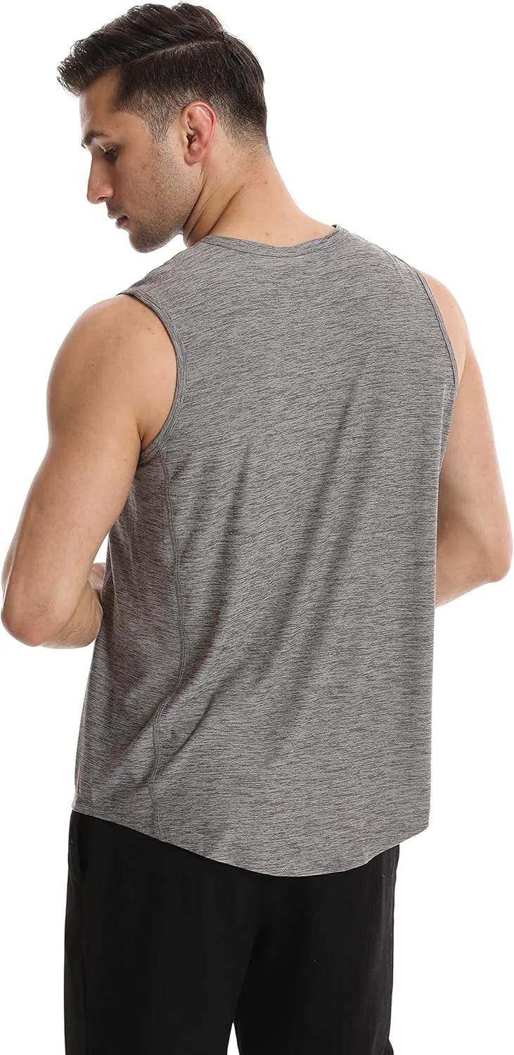 Different Touch Mens 2 Pack Active Gym Workout Sleeveless Shirts Quick Dry Crew Neck Muscle Tank Top