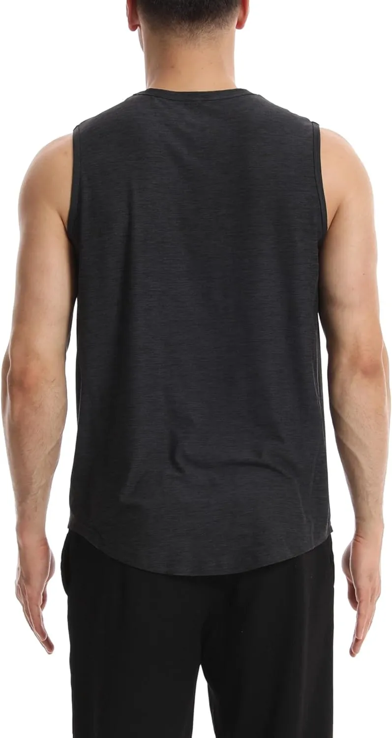 Different Touch Mens 2 Pack Active Gym Workout Sleeveless Shirts Quick Dry Crew Neck Muscle Tank Top