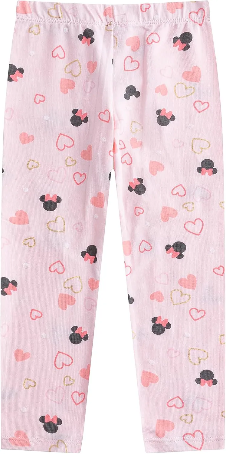 Disney Minnie Mouse Girls Long Sleeve Shirt Vest and Legging Pants Set for Toddler and Little Kids
