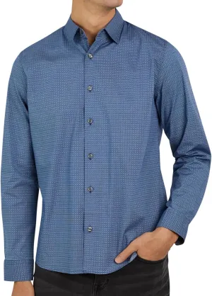 DKNY Men's Long Sleeve Button Down Shirt - Printed Mens Casual Button Up Shirts