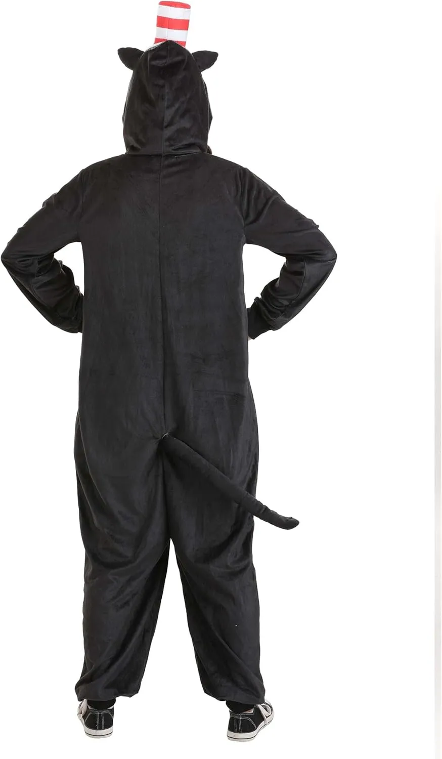 Dr. Seuss Cat in the Hat Adult Costume Onesie - Hooded Jumpsuit for Halloween, Cosplay, or Pajama Parties