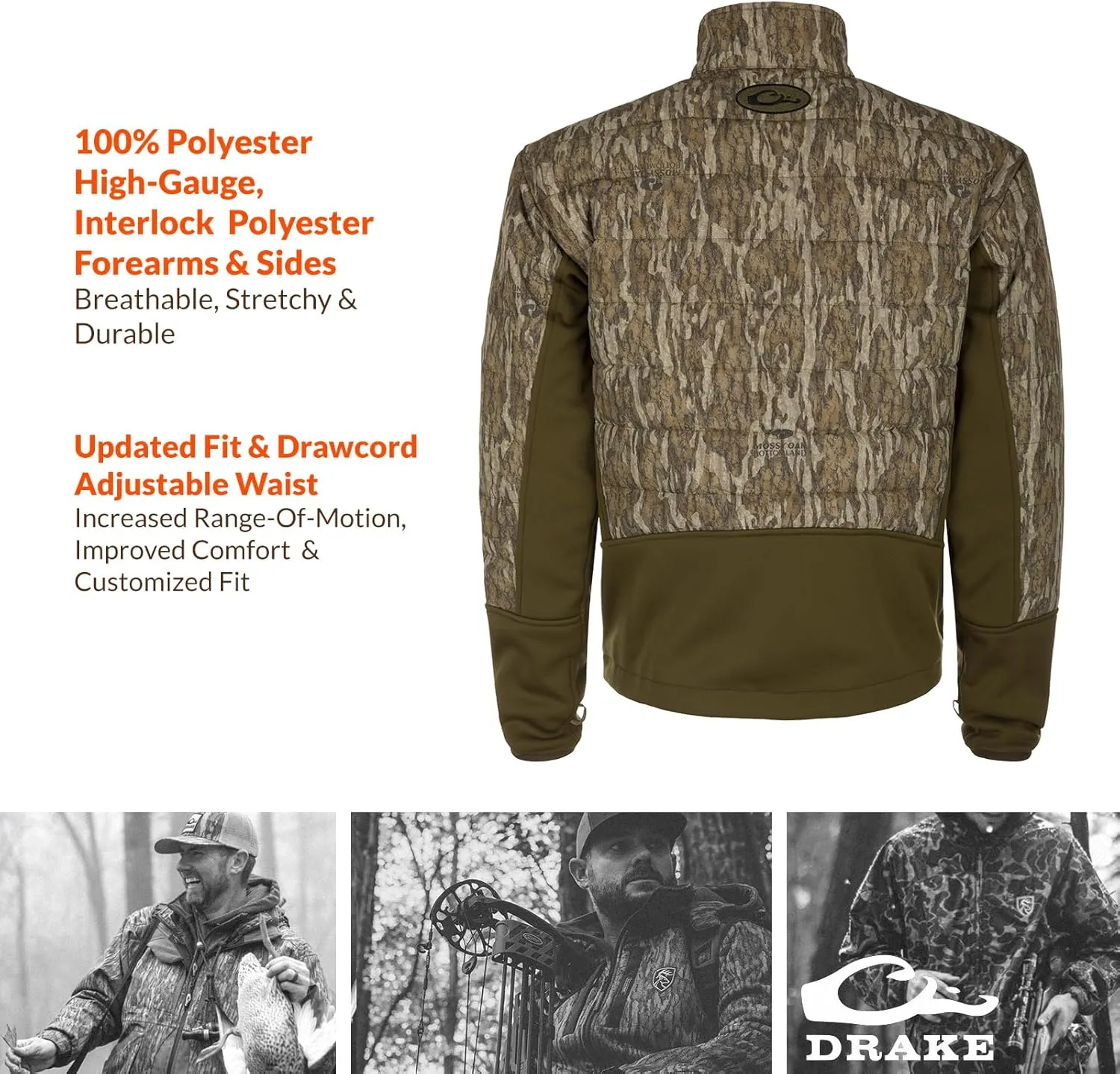 DRAKE Men's LST Double Down Endurance Hybrid Liner Insulated Breathable Adjustable Stretchy Full-Zip Outdoor Hiking Jacket