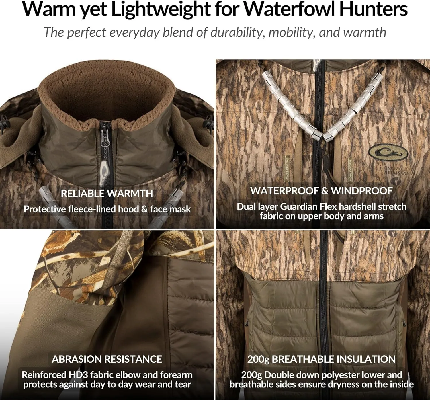Drake Waterfowl LST Guardian Flex Double Down Eqwader, Waterproof and Breathable Insulated Hunting Jacket