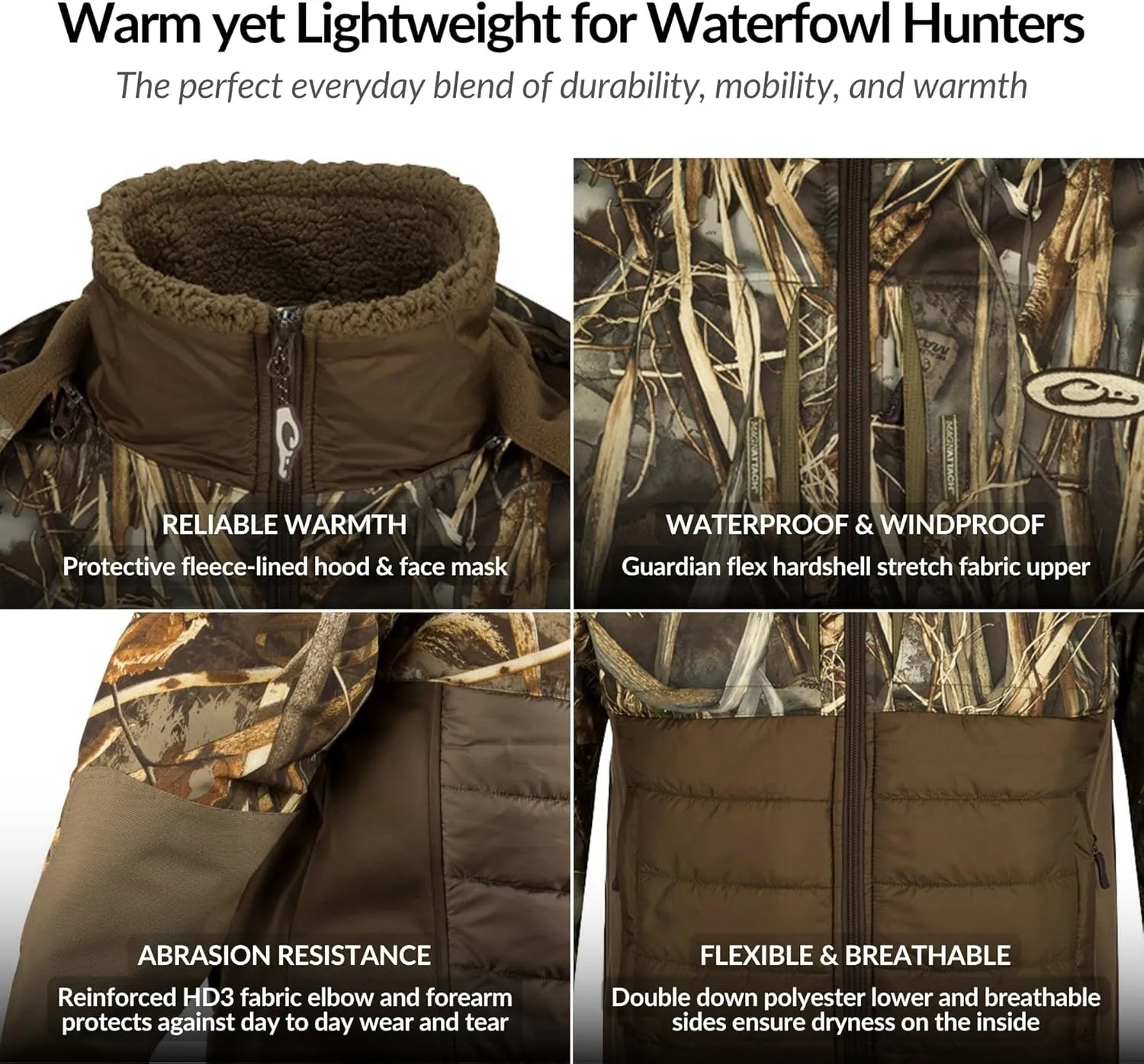 Drake Waterfowl LST Guardian Flex Double Down Eqwader, Waterproof and Breathable Insulated Hunting Jacket
