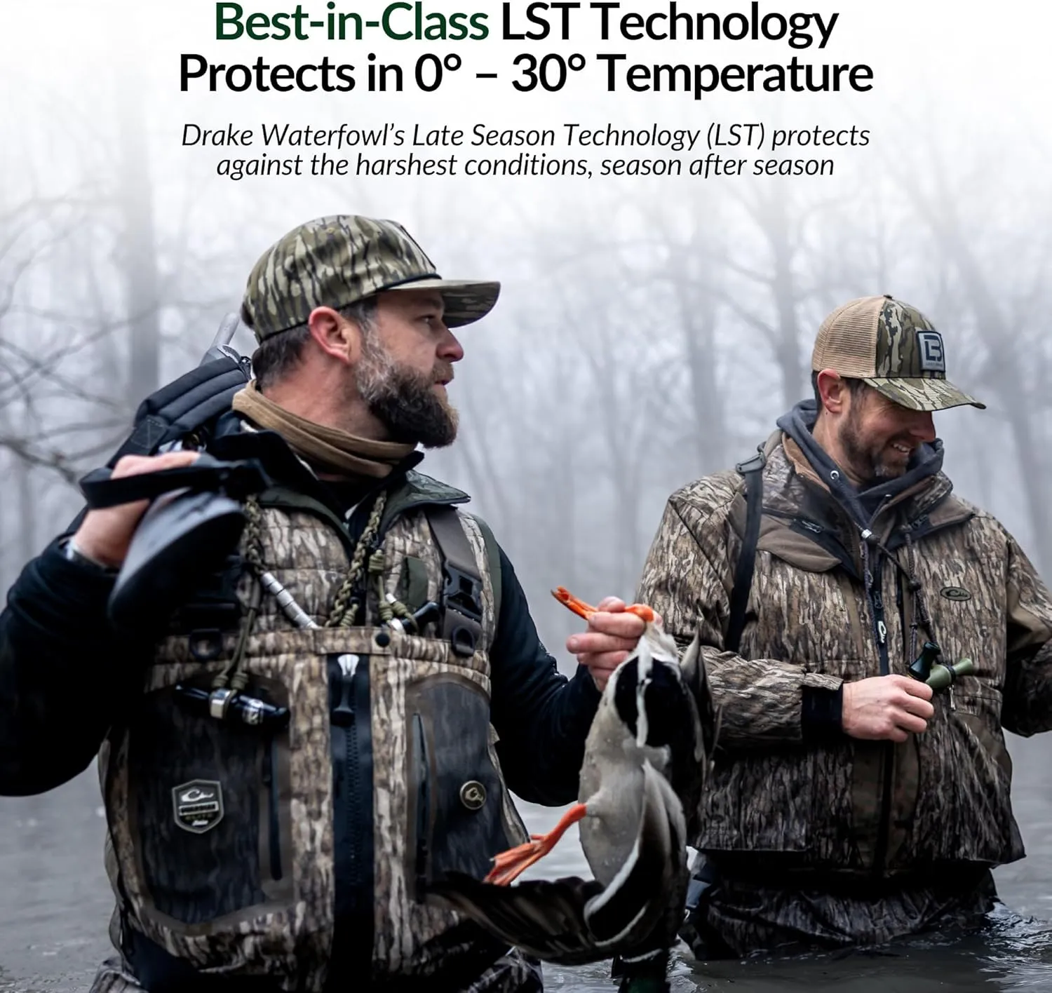 Drake Waterfowl LST Guardian Flex Double Down Eqwader, Waterproof and Breathable Insulated Hunting Jacket