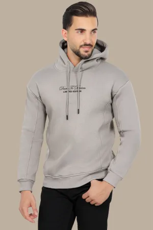 Dream Layers Oversized Dark Greige Printed Hoodie