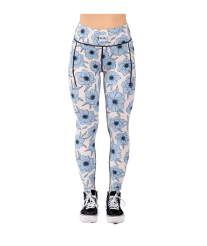 EIVY Women's Pocket Rib Base Layer Tights Blue Flower