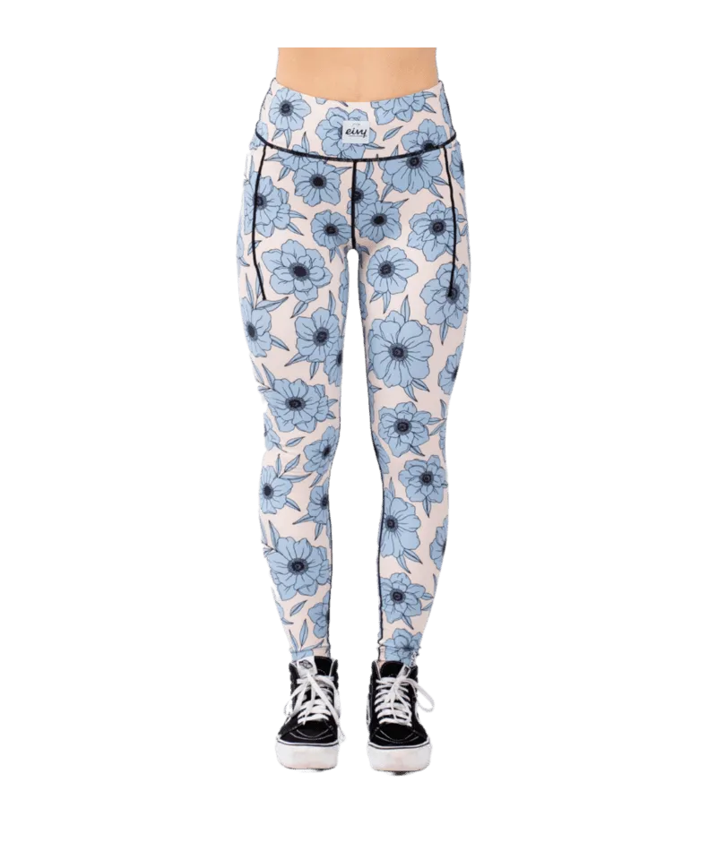 EIVY Women's Pocket Rib Base Layer Tights Blue Flower