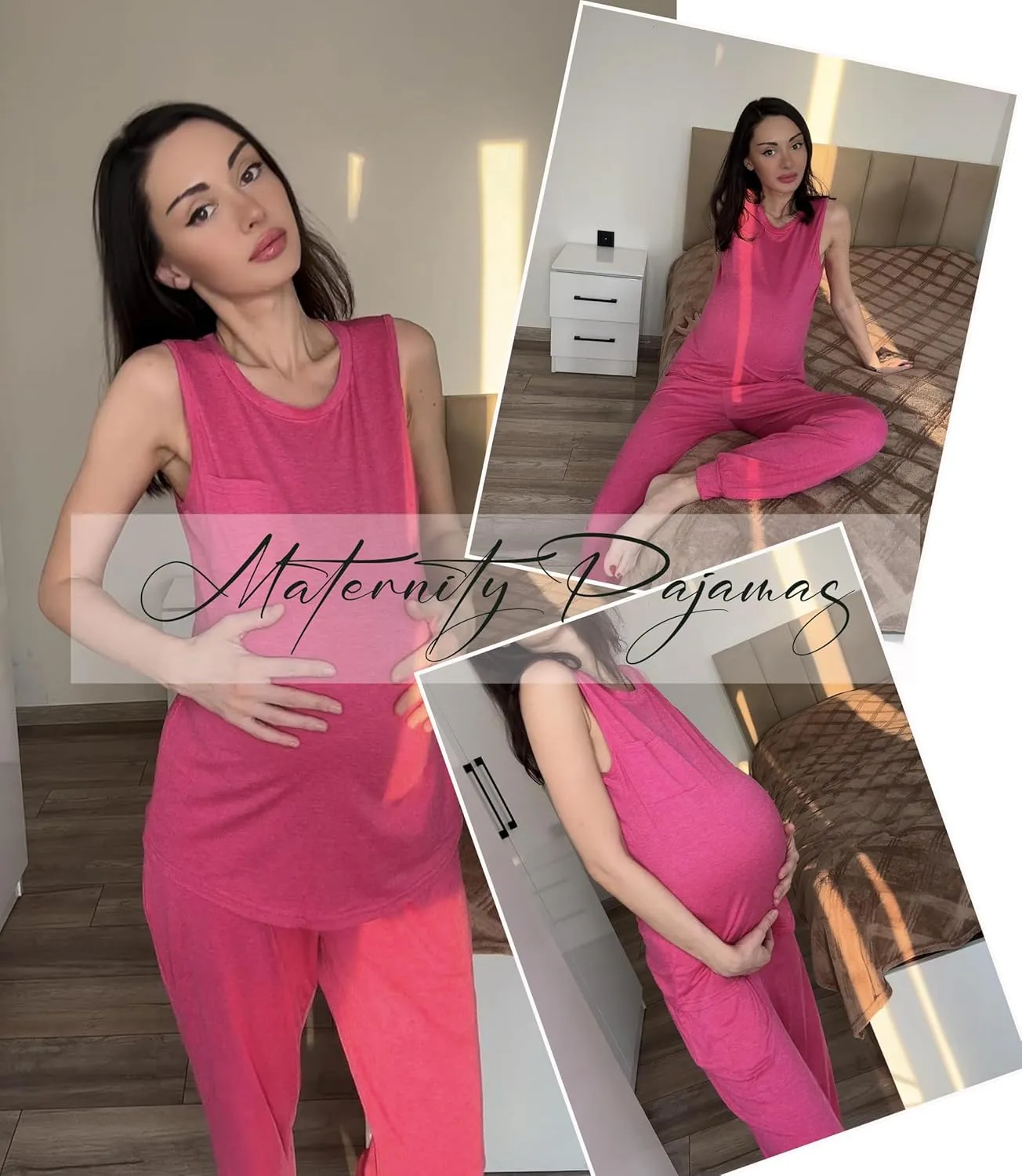 Ekouaer Women's 2 Piece Lounge Sets Soft Pajamas Set Sleeveless Tops with Jogger Set Tracksuit Summer Outfits Set