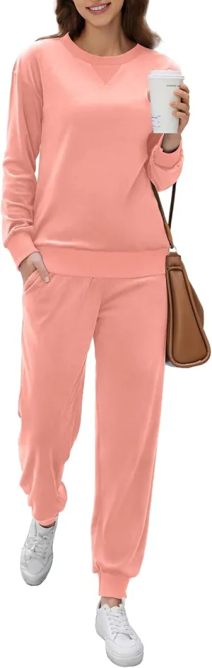 Ekouaer Womens Pajamas Sets Velvet Long Sleeve Jogger Pjs Soft Sleepwear 2 Piece Lounge Sets Casual Tracksuits