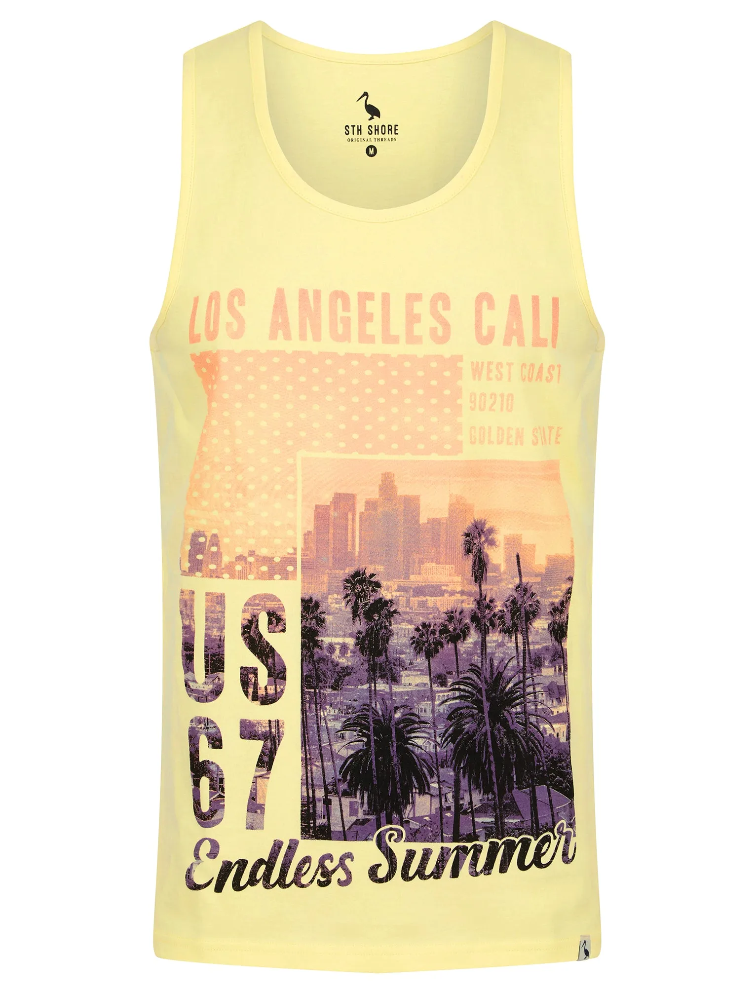Endless Motif Print Cotton Vest Top in Pastel Yellow - South Shore