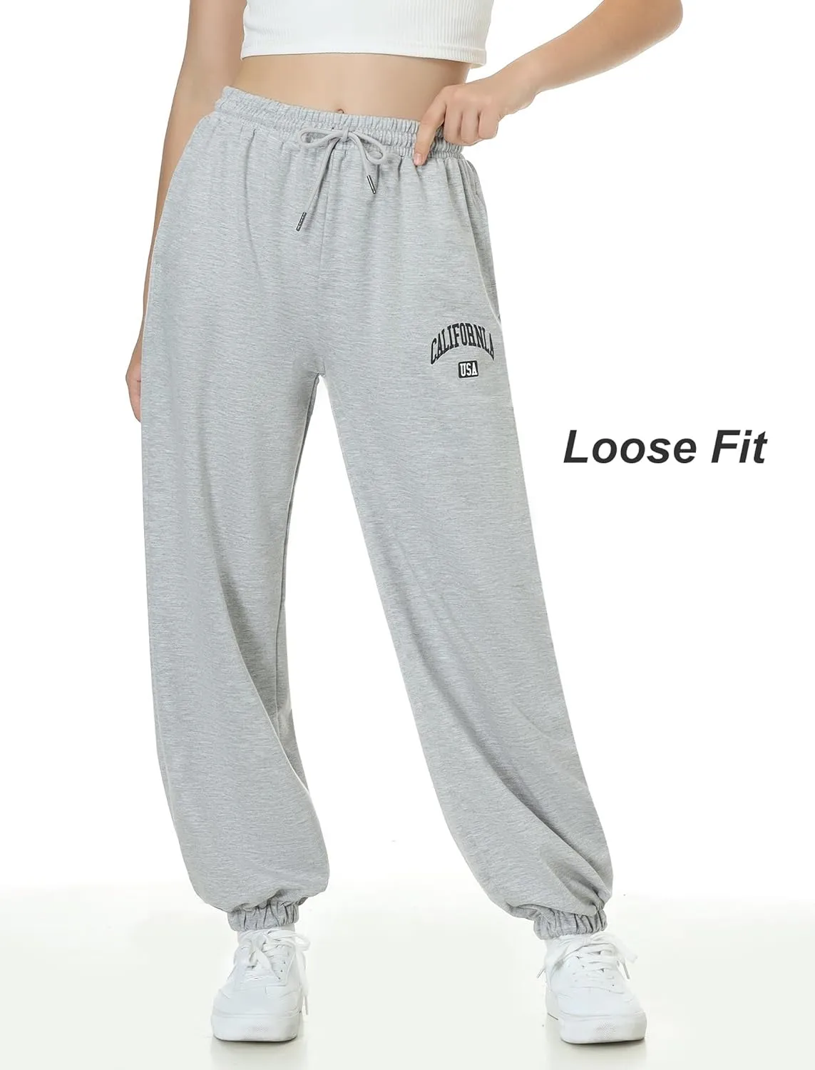 EXARUS 3 Pack Girls Sweatpants Letter Graphic Print with Pockets Sweat Pants High Waisted Cute Joggers 6-14Y
