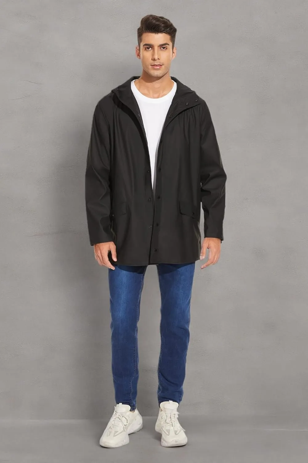 Fahsyee Rain Jacket Men Waterproof - Mens Raincoat Lightweight Coat With Hood Long Breathable Windbreaker Trench