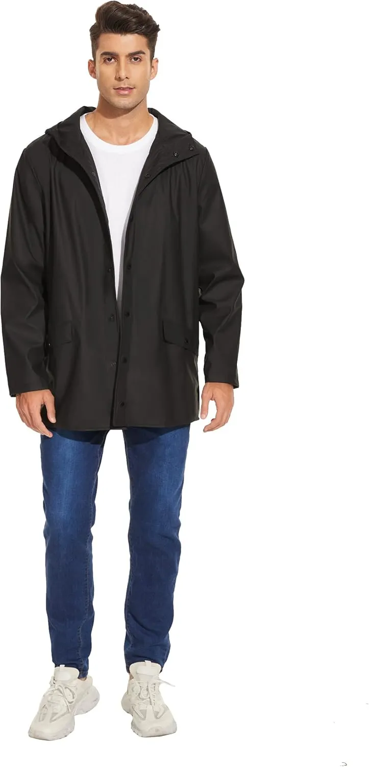 Fahsyee Rain Jacket Men Waterproof - Mens Raincoat Lightweight Coat With Hood Long Breathable Windbreaker Trench