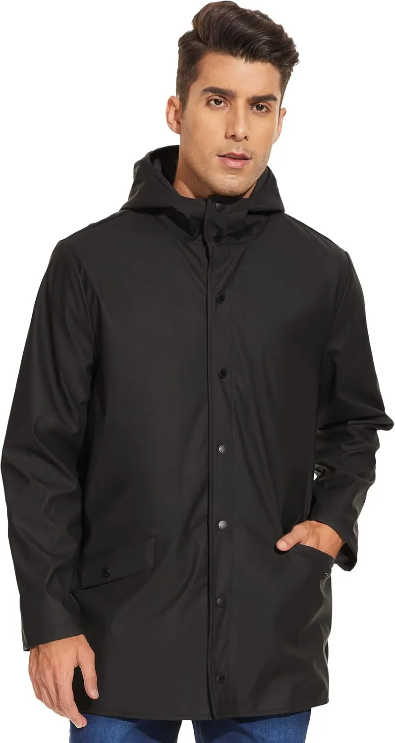 Fahsyee Rain Jacket Men Waterproof - Mens Raincoat Lightweight Coat With Hood Long Breathable Windbreaker Trench