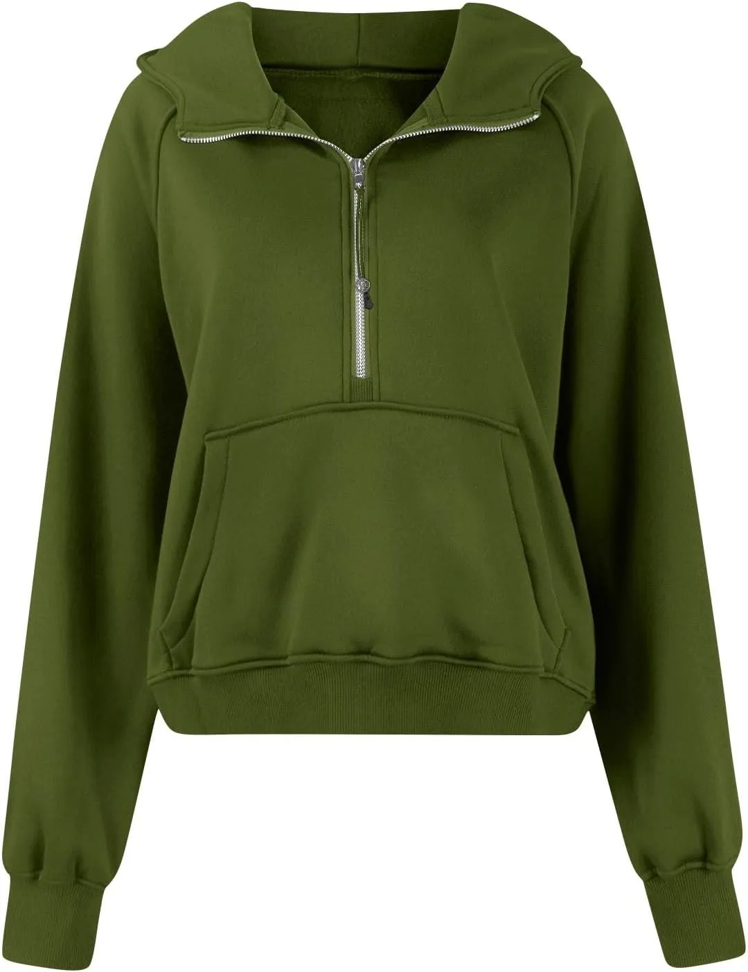 fanmpghleoo Oversized Hoodies for Women Half Zip Mock Neck Fleece Hooded Sweatshirt Loose Fit Thumb Hole Pullover Hoodie