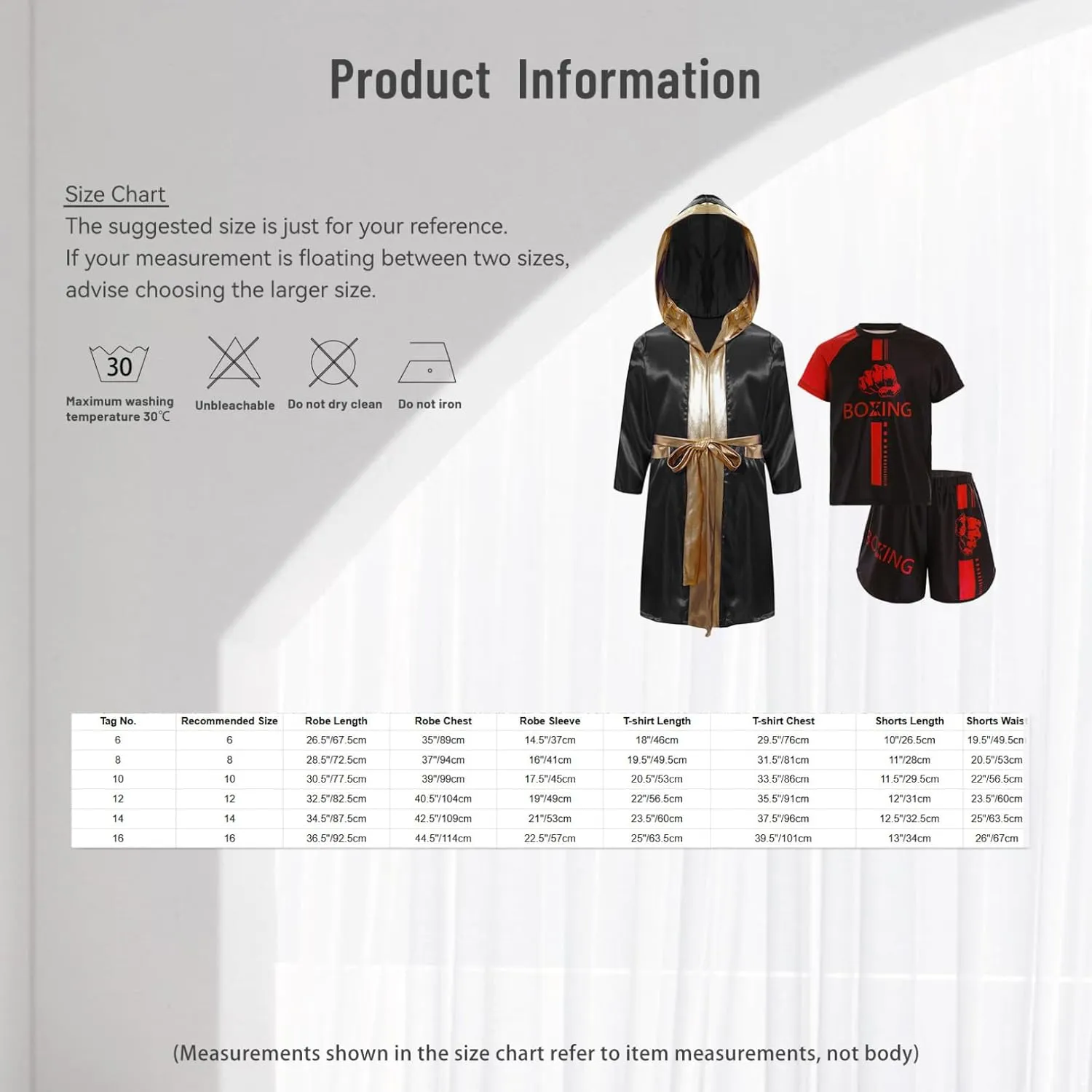 FEESHOW Kids Boys Boxing Costume 3Pcs Boxing Uniform Set Satin Boxing Robes Cloak with Shirts and Shorts