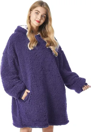 Felicigeely Blanket Hoodie Wearable Blanket Sweatshirt Oversized Hooded Blanket Sweater Gift for Women