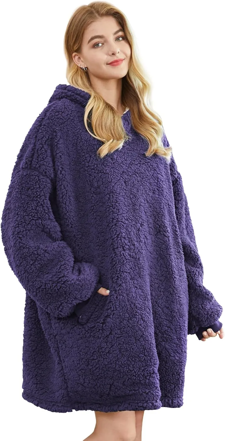 Felicigeely Blanket Hoodie Wearable Blanket Sweatshirt Oversized Hooded Blanket Sweater Gift for Women