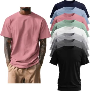 Ficerd 8 Pack Men's Big and Tall Shirts Short Sleeve Cotton Tee Summer Crew Neck Top Multipack