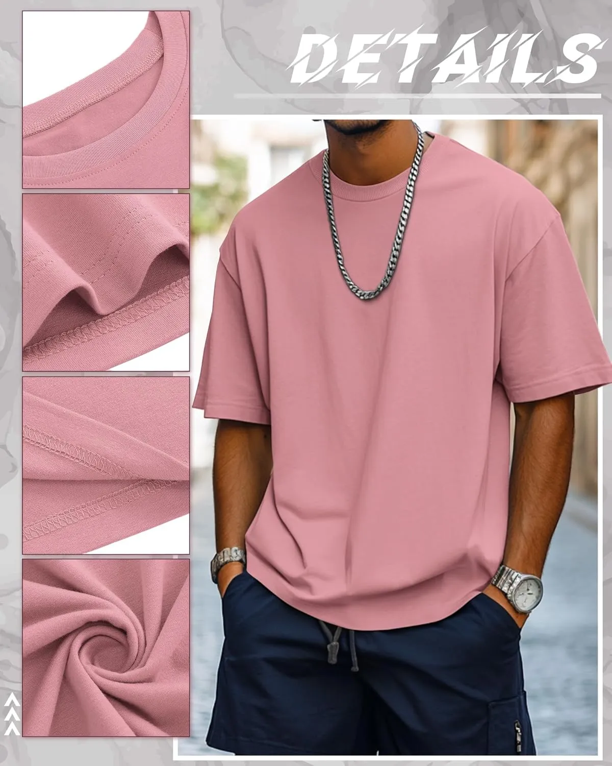 Ficerd 8 Pack Men's Big and Tall Shirts Short Sleeve Cotton Tee Summer Crew Neck Top Multipack
