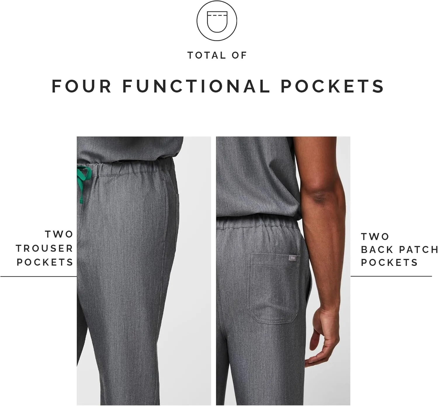 FIGS Pisco Basic Scrub Pants for Men  Structured Fit, Straight Leg, 4 Pockets, Anti-Wrinkle Mens Scrub Pants
