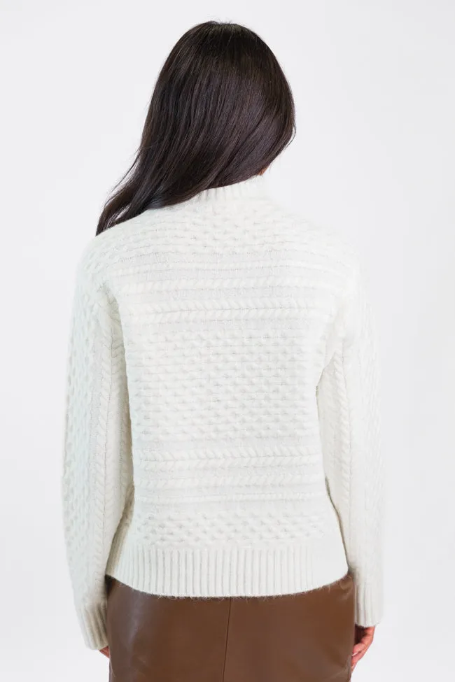 Fireside Moment Ivory Cable Knit Mock Neck Sweater FINAL SALE