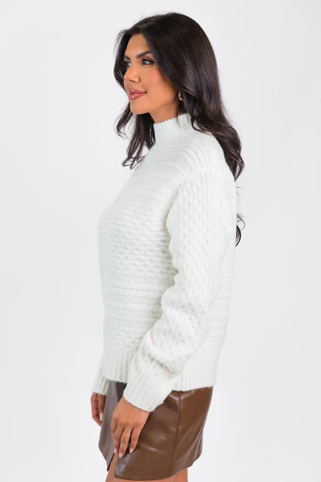 Fireside Moment Ivory Cable Knit Mock Neck Sweater FINAL SALE