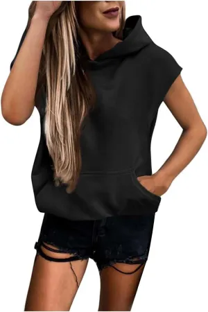 Firzero Women's Lightweight Hooded Vest 2024 Trendy Sleeveless Pullover Casual Hoodie Sweatshirt Drawstring Actvicewear