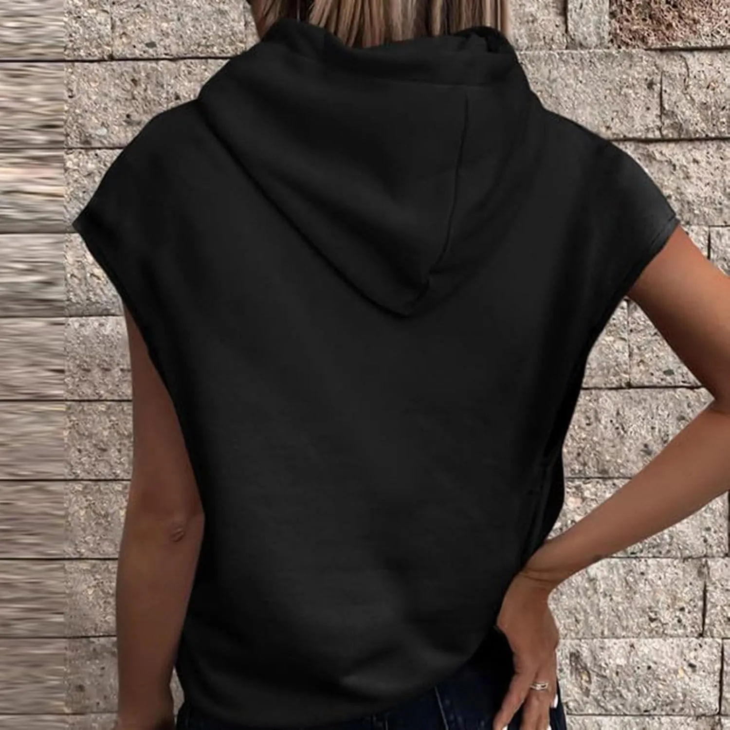 Firzero Women's Lightweight Hooded Vest 2024 Trendy Sleeveless Pullover Casual Hoodie Sweatshirt Drawstring Actvicewear