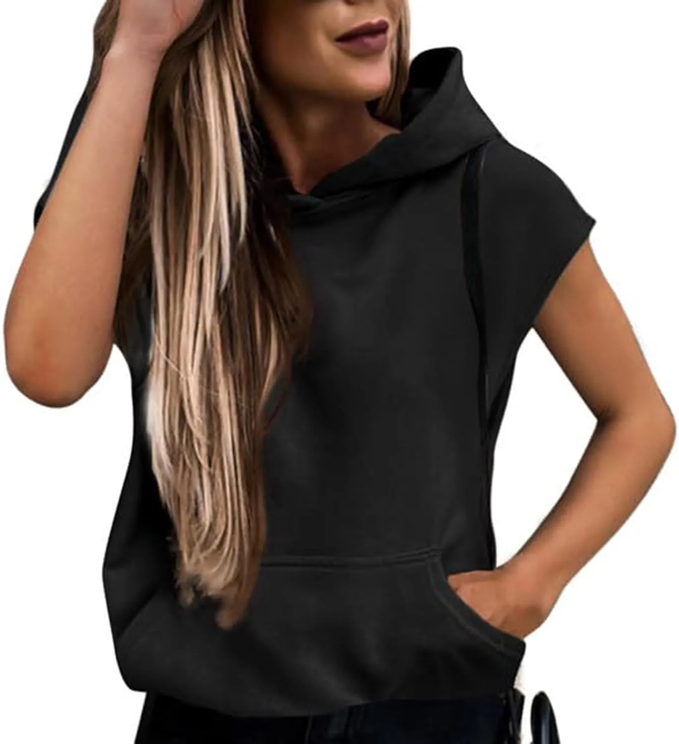 Firzero Women's Lightweight Hooded Vest 2024 Trendy Sleeveless Pullover Casual Hoodie Sweatshirt Drawstring Actvicewear