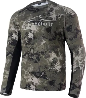 Fishoholic UPF 50 Performance Fishing Shirt - Long Sleeve - Loose Keg Fit - Breathable Quick Dry Sun Protection