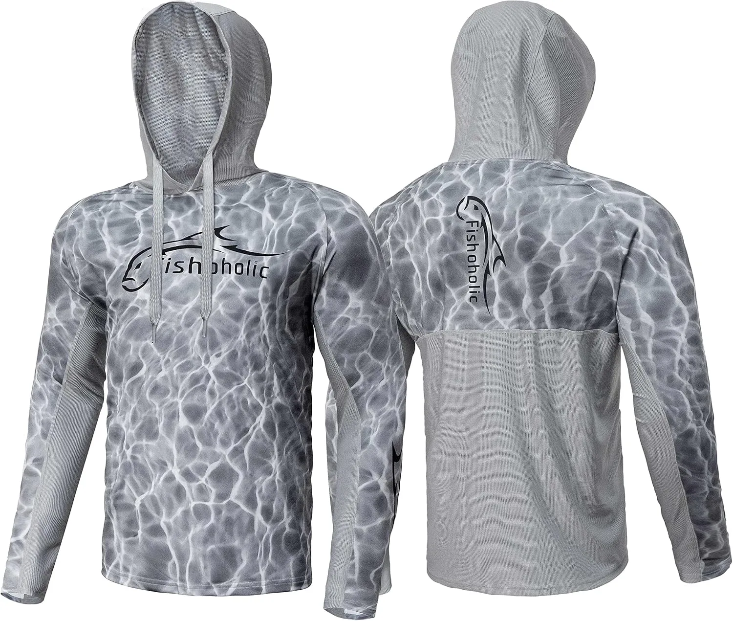 Fishoholic UPF 50 Performance Fishing Shirt - Long Sleeve MESH Hoodie - Loose Keg Fit - Breathable Quick Dry Sun Protection