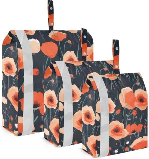 Floral Poppies Packing Cubes for Suitcases 3 Set Lightweight Compression Luggage Packing Organizers for Carry on Suitcase Travel Essentials Luggage Organizer Bags Set