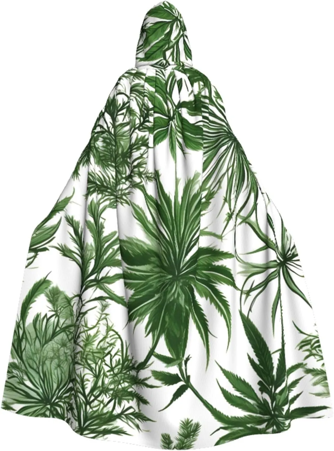 Flowering Herbs and Herbaceous Plants Print Halloween Hooded Cloak Hooded Cape Adult Halloween Costume Cosplay Witch Cloak with Extra Comfort Black