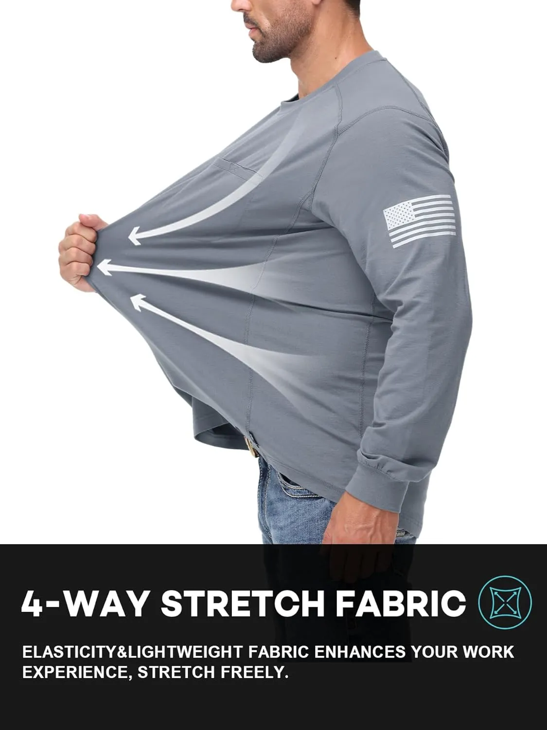 FR Shirts for Men Stretch Patriot Baseball T-Shirt Work Shirt