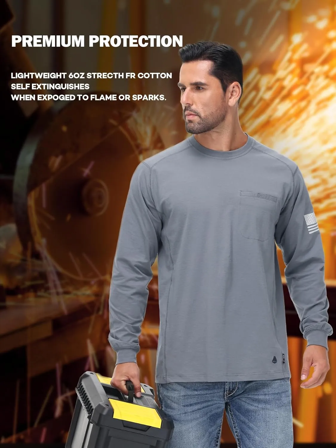 FR Shirts for Men Stretch Patriot Baseball T-Shirt Work Shirt
