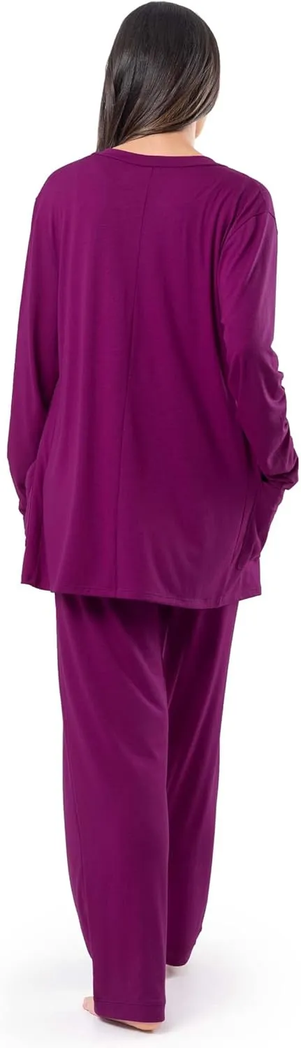 Fruit of the Loom womens Breathable Tank Top, Pant, and Cardigan Sleep Set